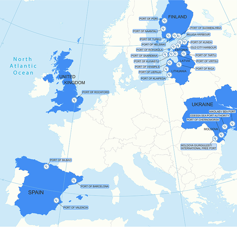 Map of GT Corporation project locations across Europe