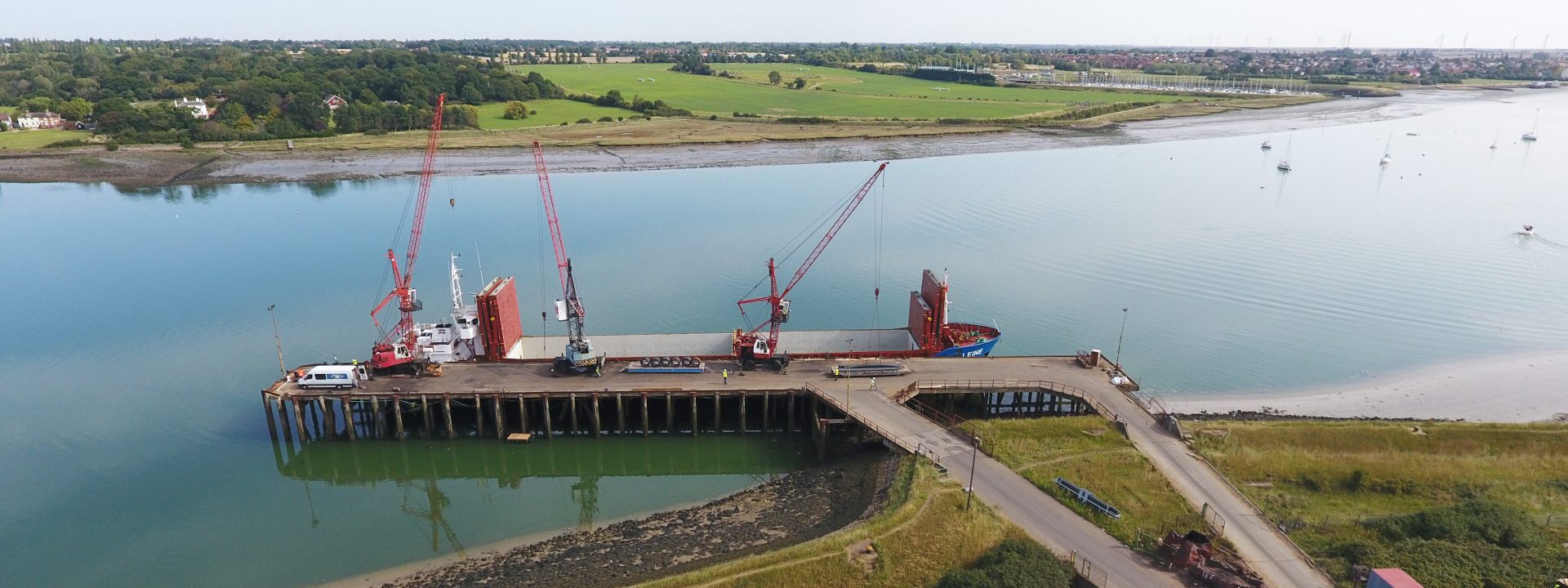 Drone photo of a port infrastructure project