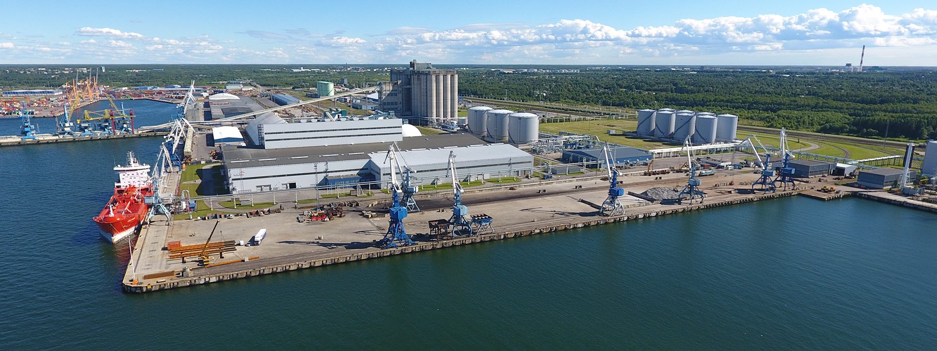 Aerial view of a coastal construction project